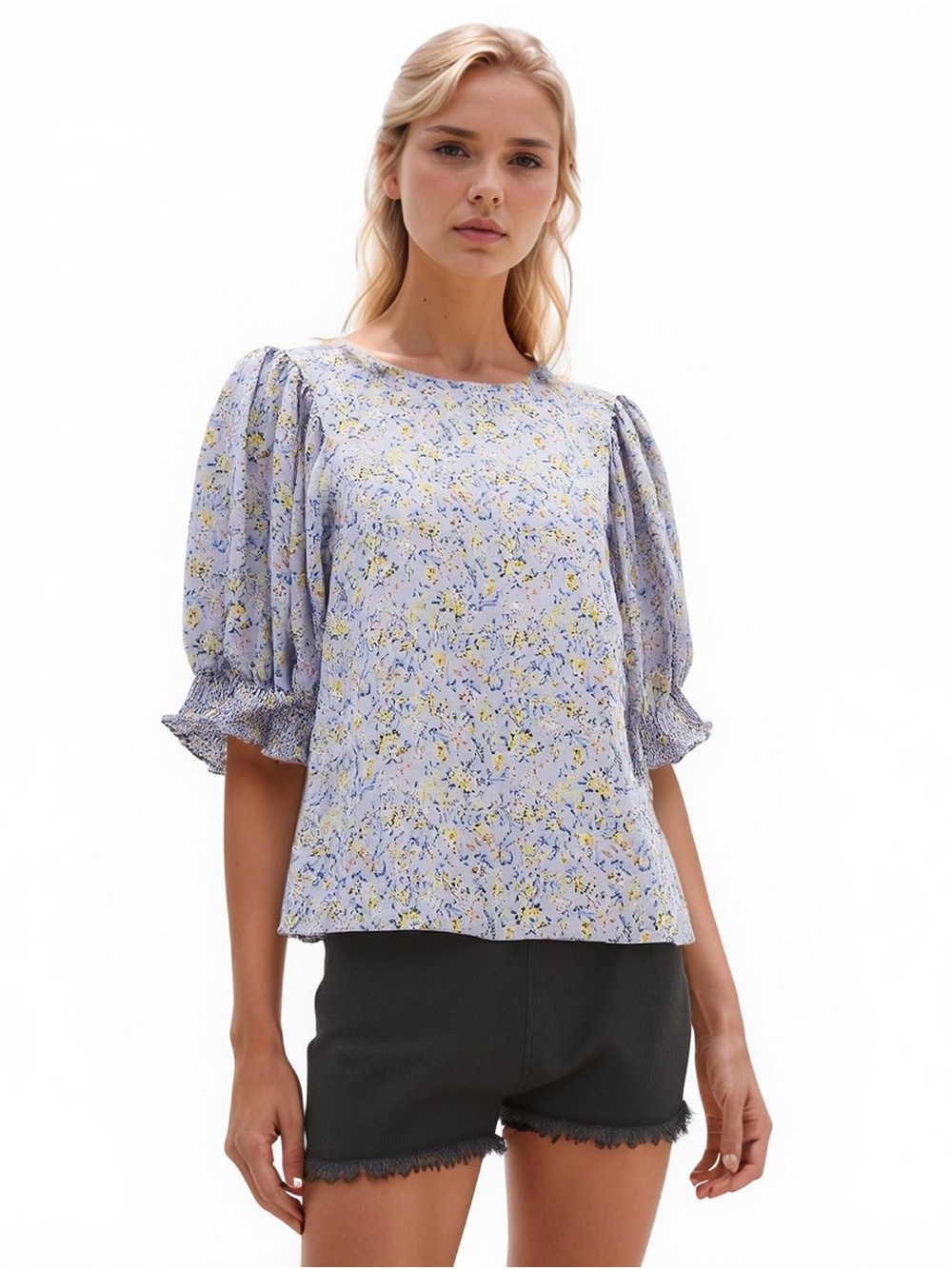 NWT Pleione Lavender Ditsy Floral Puff Sleeve Blouse Size S Nordstrom Rack